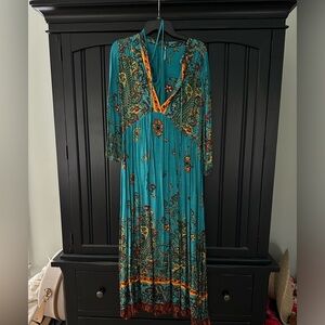 Free people maxi with slip peacock blue